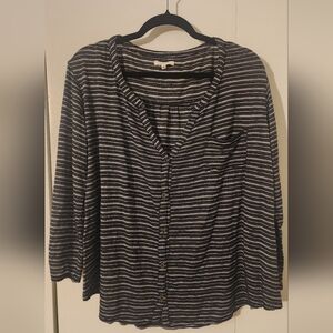 Maurices Black and White Striped Button Down Shirt